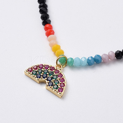 Glass Beads Pendants Necklaces NJEW-JN02562-02-1