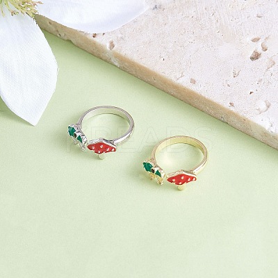Frog & Mushroom Alloy Open Cuff Ring for Women JR943A-1