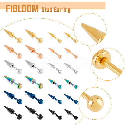 24Pcs 12 Style 303 Stainless Steel Cartilage Earrings EJEW-FI0002-49-1
