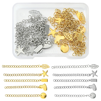 20Pcs 10 Style 304 Stainless Steel Curb Chain Extender STAS-FS0001-37-1