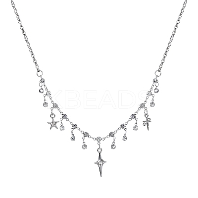 Alloy Micro Pave Cubic Zirconia Pendant Bib Necklaces for Women PW-WG44820-01-1