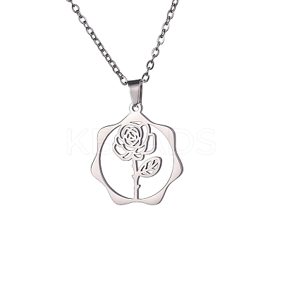Non-Tarnish 304 Stainless Steel Pendant Necklaces PW-WG57218-10-1