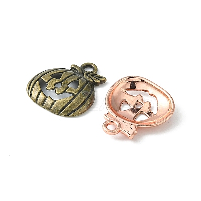 20Pcs 4 Colors Tibetan Style Halloween Pumpkin Jack-O'-Lantern Alloy Pendants TIBEP-YW0001-44-1