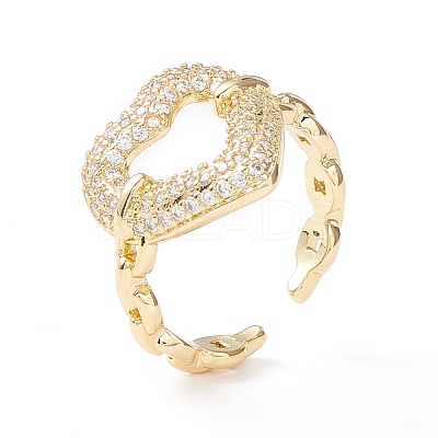 Clear Cubic Zirconia Heart Cuff Ring LS-KK-D067-31G-RS-1