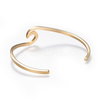 Ion Plating(IP) 304 Stainless Steel Cuff Bangles LS-BJEW-G611-01G-1