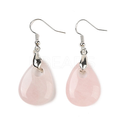 Natutal Rose Quartz Dangle Earrings EJEW-F343-A07-1