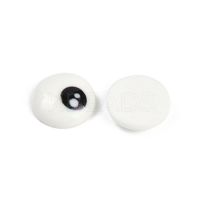 White and Black Flat Round Cartoon Resin Cabochons CRES-Q009-01G-1