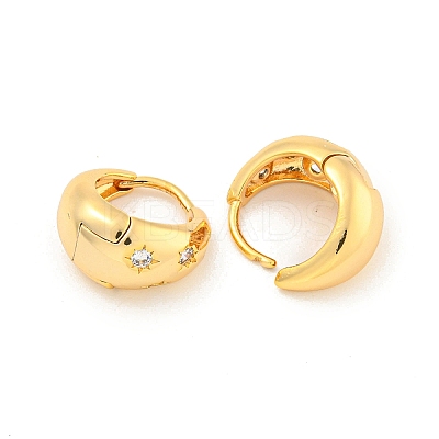 Brass Micro Pave Clear Cubic Zirconia Hoop Earrings for Women EJEW-K286-01G-1