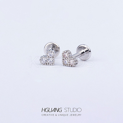 Stainless Steel Micro Pave Clear Cubic Zirconia Cartilage Earrings for Women Men WG126FA-09-1
