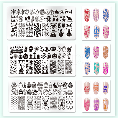 Stainless Steel DIY Nail Art Templates MRMJ-WH0098-044-1
