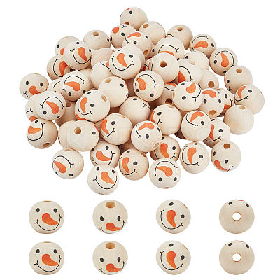 70Pcs Unfinished Natural Wood European Beads WOOD-PH0001-86-1