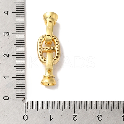 Oval Rack Plating Brass Micro Pave Clear Cubic Zirconia Fold Over Clasps KK-A225-09G-1