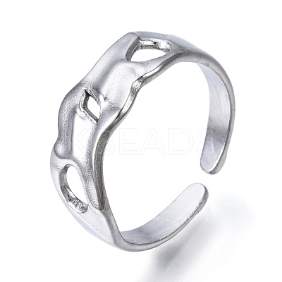 Non-Tarnish 304 Stainless Steel Open Cuff Ring for Women RJEW-N040-45-1