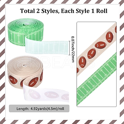 9M 2 Styles Rugby Theme Heat Transfer Polyester Grosgrain Ribbons OCOR-GF0005-05B-1