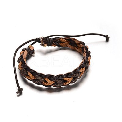 Adjustable Braided Leather Cord Bracelets BJEW-M169-17-1