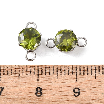 304 Stainless Steel Micro Pave Cubic Zirconia Connector Charms STAS-H240-50P-06-1