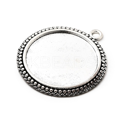 Flat Round Tibetan Style Pendant Cabochon Settings TIBE-C067-01AS-NR-1
