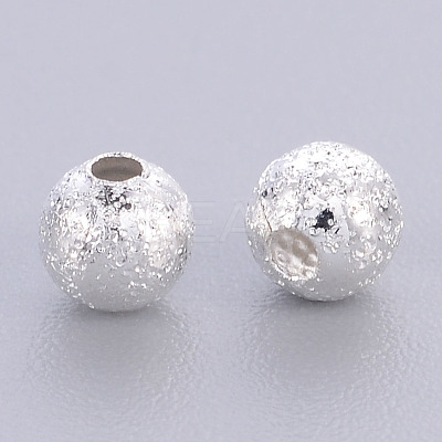Brass Textured Round Beads X-KK-EC247-S-NF-1