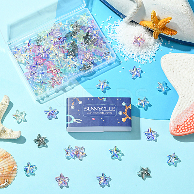 100Pcs 10 Colors Starfish Handmade Glass Beads GLAA-SC0002-80B-1