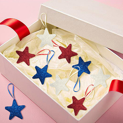 24Pcs 3 Colors Independence Day Foam Star Pendant Decorations AJEW-CN0004-58-1