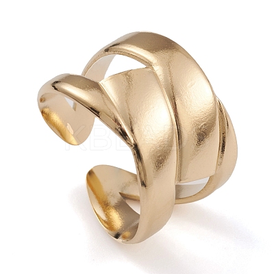 Ion Plating(IP) 304 Stainless Steel Cuff Rings RJEW-G285-64G-1