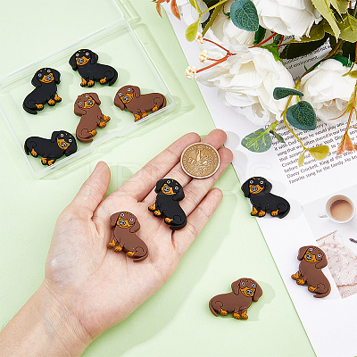 12Pcs 2 Colors Dog Food Grade Eco-Friendly Silicone Focal Beads FIND-DC0005-16-1