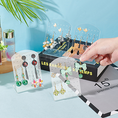 4Pcs Arch Shaped Acrylic Slant Back Earring Display Stands EDIS-FG0001-63-1