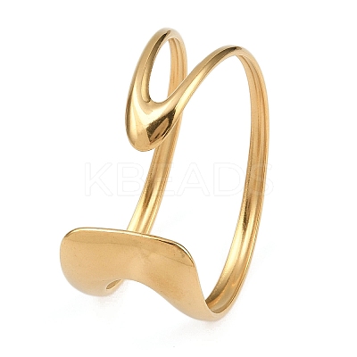 304 Stainless Steel Cuff Bangles for Women BJEW-B147-03G-1
