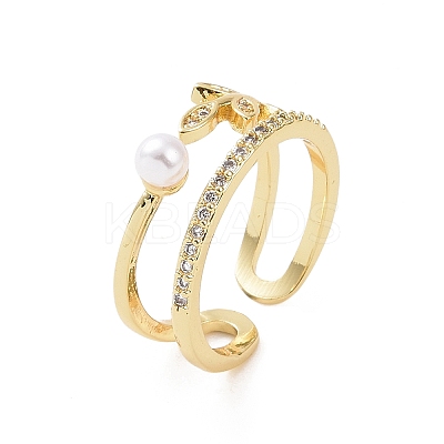 Brass Micro Pave Cubic Zirconia Open Rings RJEW-J017-VC203-1
