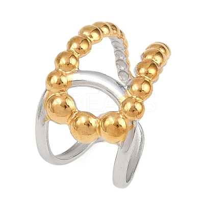 Adjustable 304 Stainless Steel Cuff Rings for Women RJEW-B135-01GP-10-1