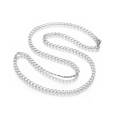 Non-Tarnish 304 Stainless Steel Curb Chain Necklaces NJEW-E143-02P-1