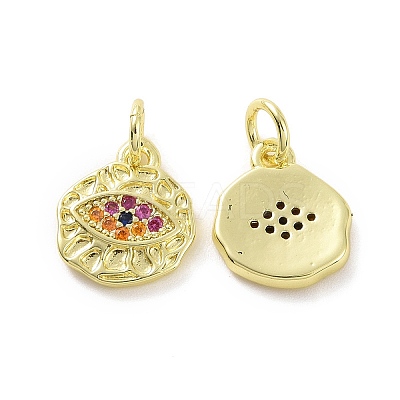 Brass Micro Pave Cubic Zirconia Charms KK-E068-VF077-1