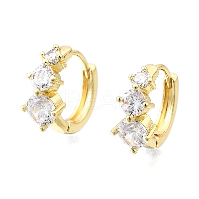 Brass Micro Pave Clear Cubic Zirconia Hoop Earrings EJEW-Z121-06G-1