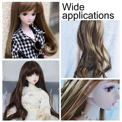 PP Plastic Long Wavy Curly Hairstyle Doll Wig Hair DIY-WH0304-260-1