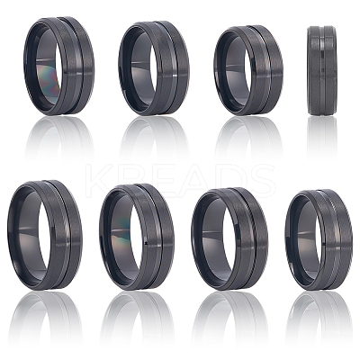 14Pcs 7 Styles Stainless Steel Grooved Finger Ring Settings STAS-SC0010-65EB-1