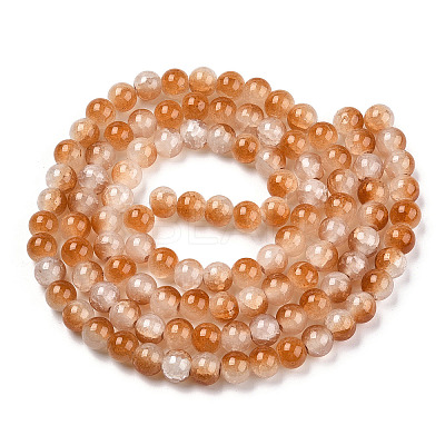 Crackle Baking Paint Imitation Jade Glass Beads Strands DGLA-T003-8mm-08-1