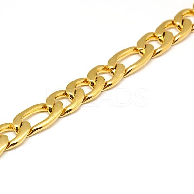 Fashionable 304 Stainless Steel Figaro Chain Necklaces for Men STAS-A028-N018G-1