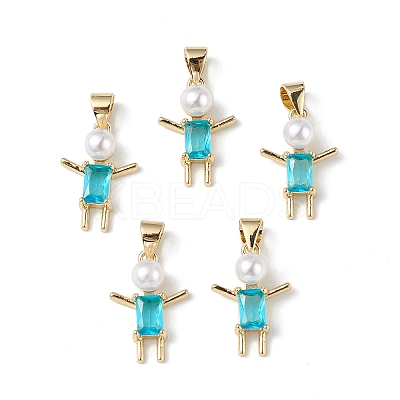 Rack Plating Brass Cubic Zirconia Pendants KK-F848-06G-1