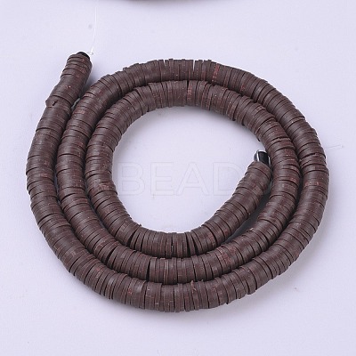 Flat Round Handmade Polymer Clay Beads CLAY-R067-6.0mm-38-1
