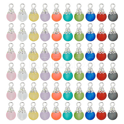 200Pcs 10 Color Transparent Frosted Glass Charms PALLOY-GO00001-1