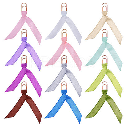 12Pcs Polyester Ribbon Bookmarks AJEW-CA00024-1