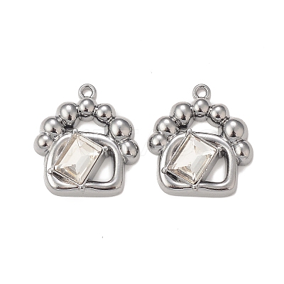 Rack Plating Alloy Glass Pendants PALLOY-P291-15B-01-1