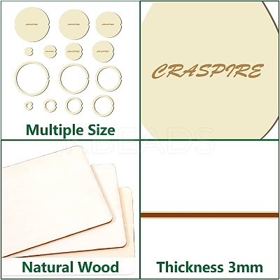 14Pcs 14 Style Wood Hoop Rings Macrame for DIY Craft Making DIY-WH0545-006-1
