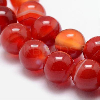 Natural Striped Agate/Banded Agate Bead Strands G-K166-13-12mm-08-1