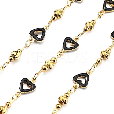 Brass Heart Link Chains KK-D368-03G-A-1