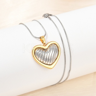 304 Stainless Steel Two Tone Pendant Necklaces for Women NJEW-S445-01B-GP-1