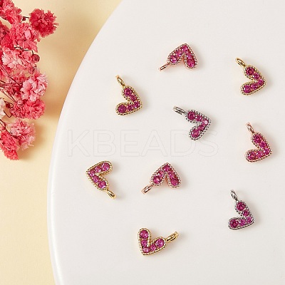 12Pcs 3 Colors Brass Micro Pave Cubic Zirconia Charms ZIRC-SZ0001-58-1