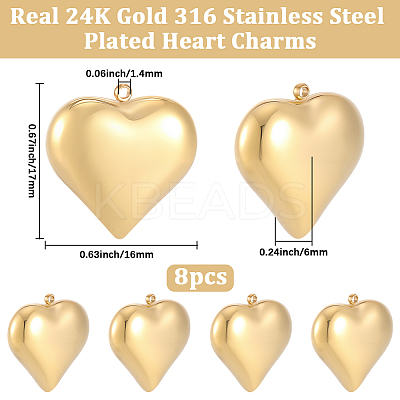 8Pcs 316 Surgical Stainless Steel Pendants STAS-BBC0009-63-1