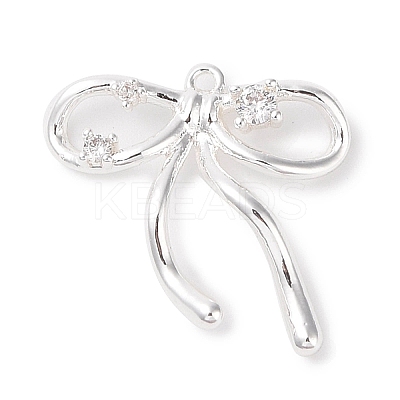 Brass Micro Pave Clear Cubic Zirconia Pendants KK-G491-24S-02-1