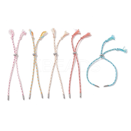 Macrame Cotton Cord Slider Bracelet Making AJEW-JB01536-01-1